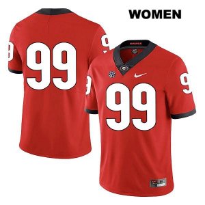 Women's Georgia Bulldogs NCAA #99 Jordan Davis Nike Stitched Red Legend Authentic No Name College Football Jersey KXN1054XW